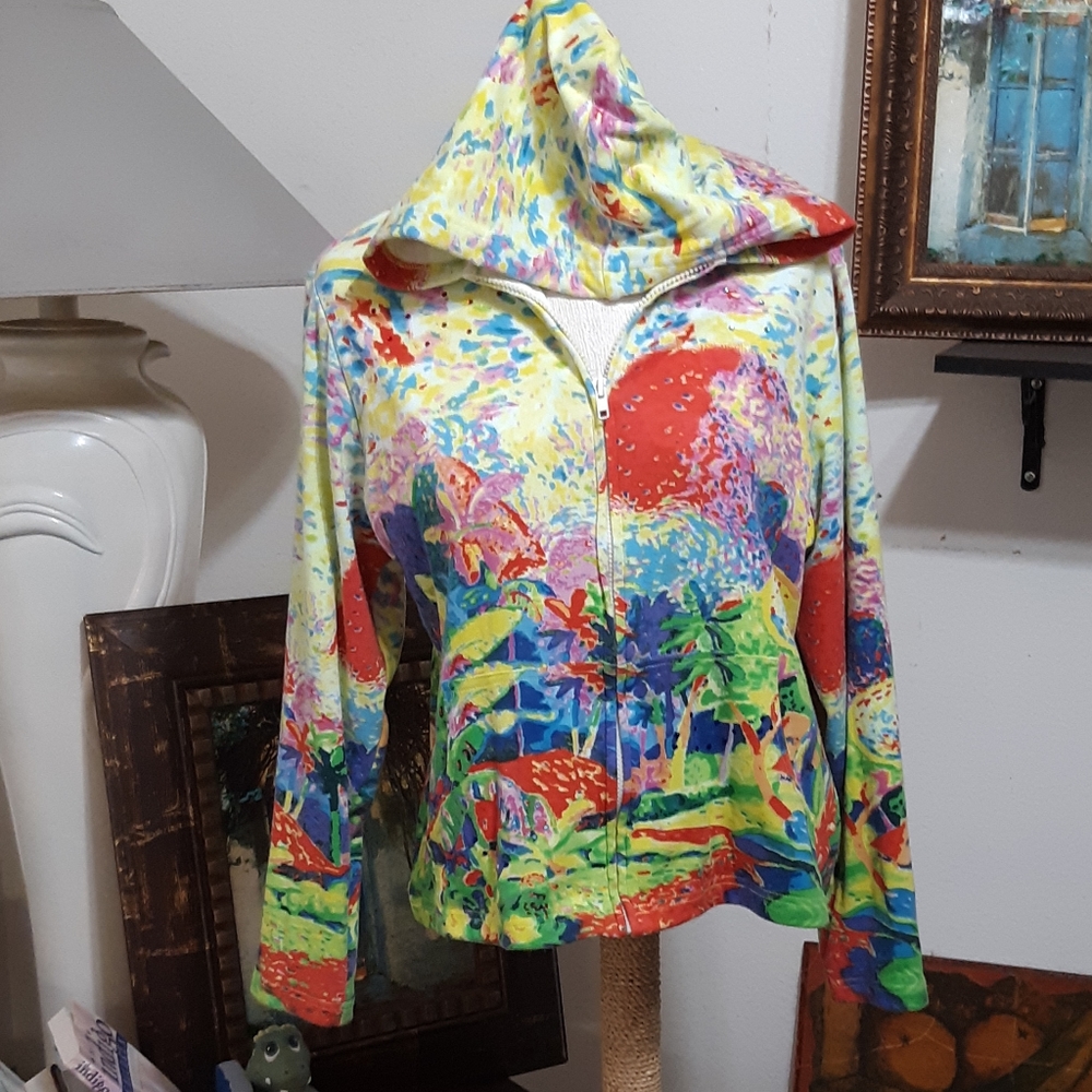 Womens Jacket Sz Large Cotton Hoodie  Multi Color MICHAEL LEU